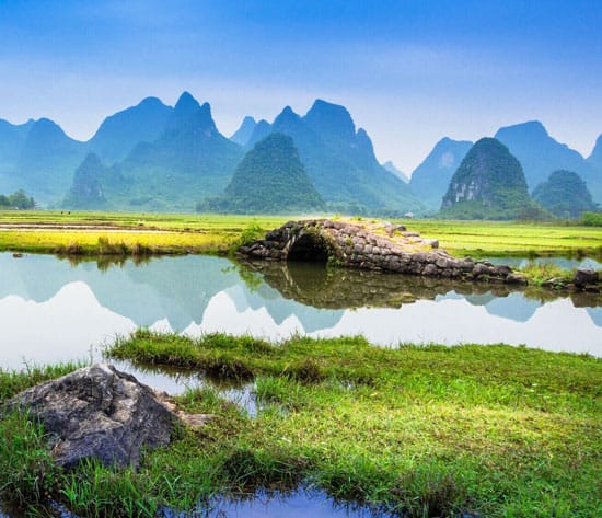 Guilin Karst Landscape Tianxin Village Zhuangyuan Bridge